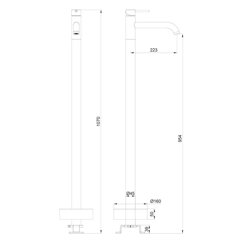 Напольный смеситель для раковины Wonzon & Woghand Stick WW-88649905-BN брашированный никель