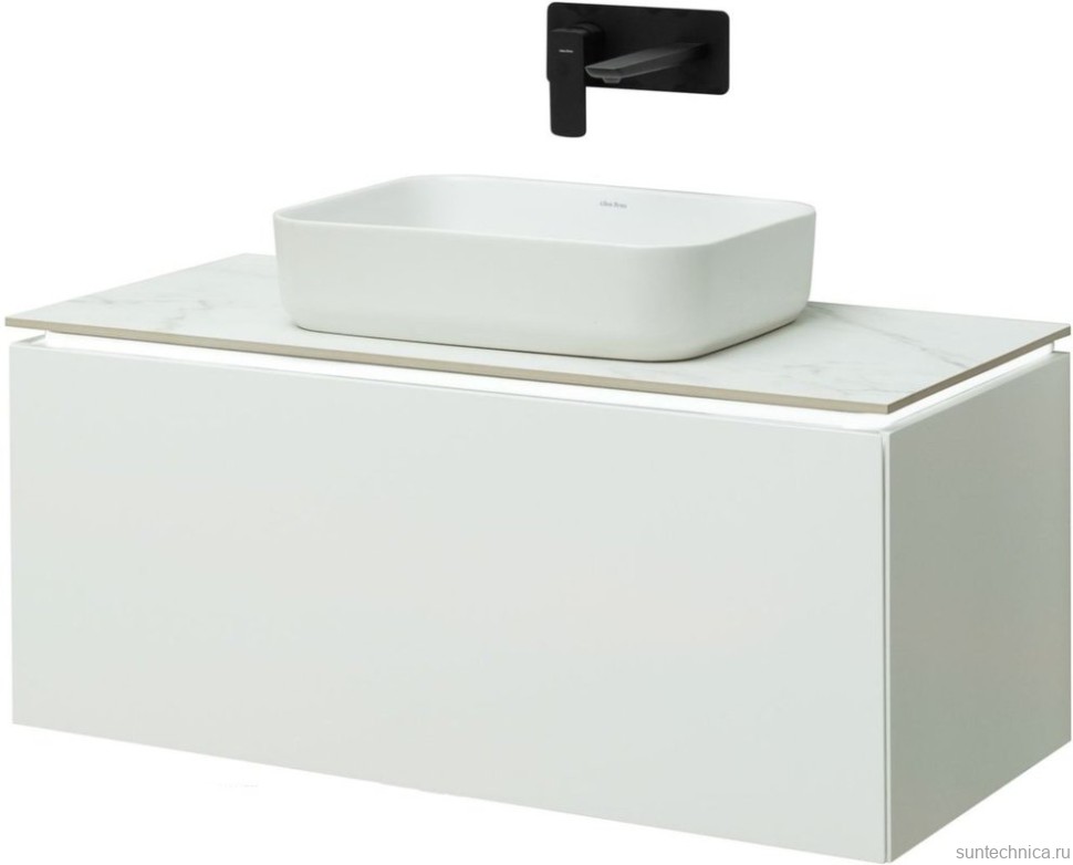 Мебель для ванной комнаты Allen Brau Infinity 100 1+1, подвесная, белый матовый, столешница мрамор