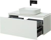 Мебель для ванной комнаты Allen Brau Infinity 100 1+1, подвесная, белый матовый, столешница мрамор