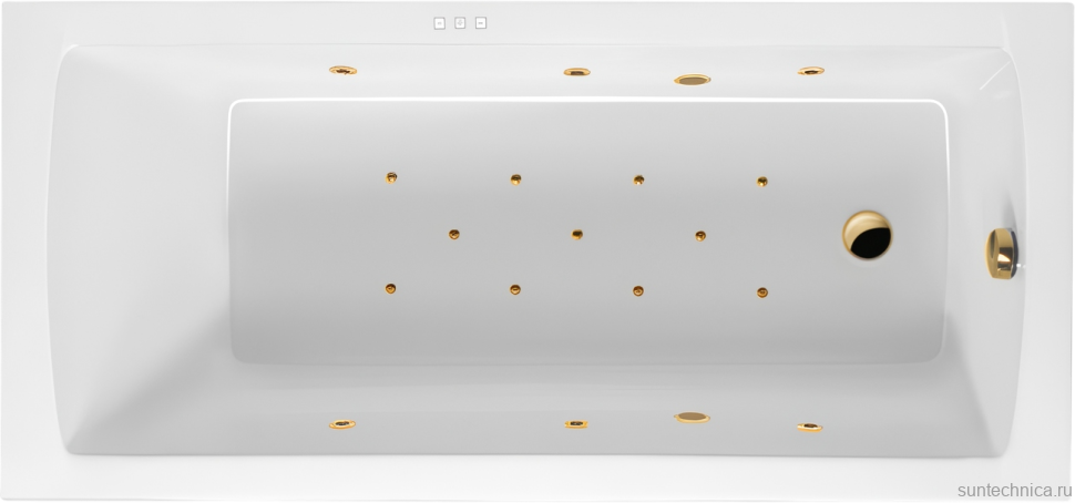 Акриловая ванна Excellent Aquaria Relax 150x70 см, встраиваемая, с гидромассажем, белая, с каркасом, со сливом-переливом, фурнитура золото