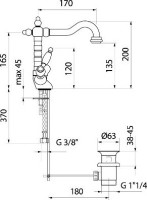 Смеситель для раковины Webert Dorian DO700302065 бронза