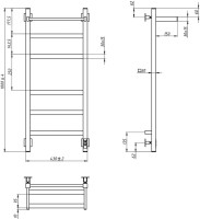 Полотенцесушитель электрический Grota Tela 430х1000 NM EL 100x45 см, подключение справа, слева, скрытое подключение справа, матовый хром, лесенка, с полкой