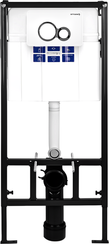 Комплект Инсталляция BETTOSERB Sava Fix Slim 40006456 + Кнопка Duo 40006458 цвет белый глянец, глянцевый хром