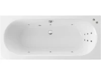 Акриловая ванна Excellent Oceana Slim Line 160x75 см, встраиваемая, с гидромассажем, белая, с каркасом, со сливом-переливом