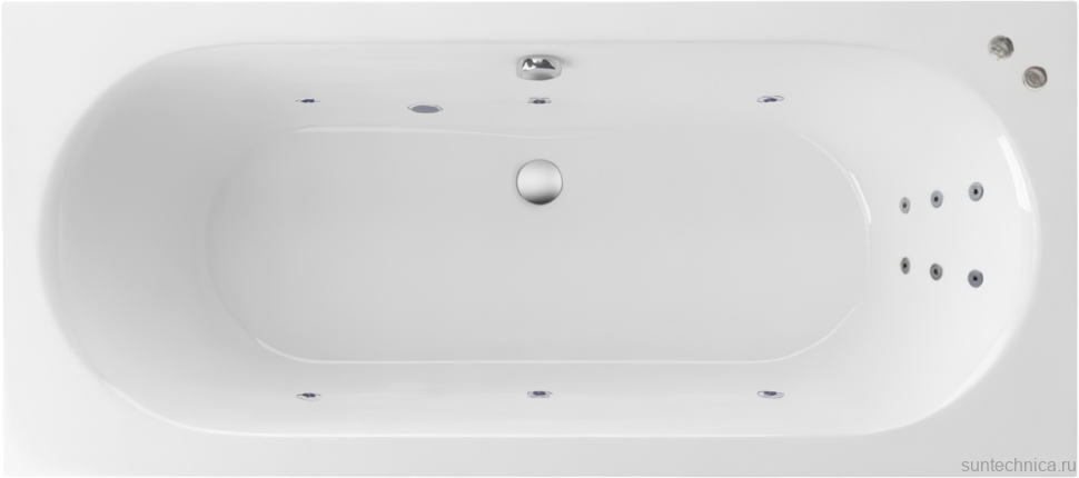 Акриловая ванна Excellent Oceana Slim Line 160x75 см, встраиваемая, с гидромассажем, белая, с каркасом, со сливом-переливом