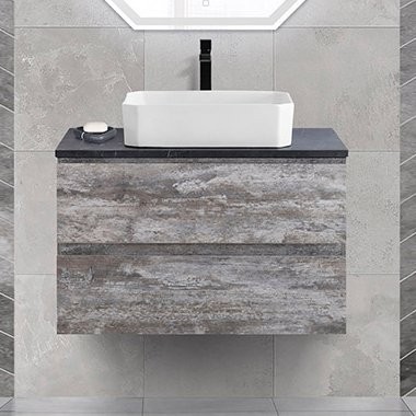 Тумба с раковиной Cezares Molveno 46 80 legno grigio, со столешницей