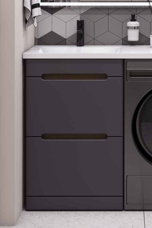 Тумба под раковину без столешницы SanStar Darko 60 напольная, под стиральную машину, графит софт, дуб вотан