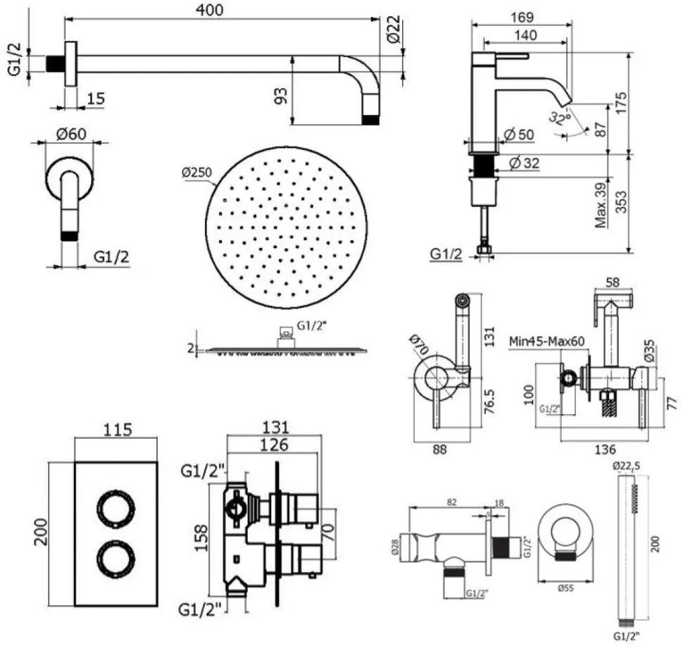 Комплект для ванной Plumberia Selection Ixo KITZXOT18QCR53 С ВНУТРЕННЕЙ ЧАСТЬЮ, хром