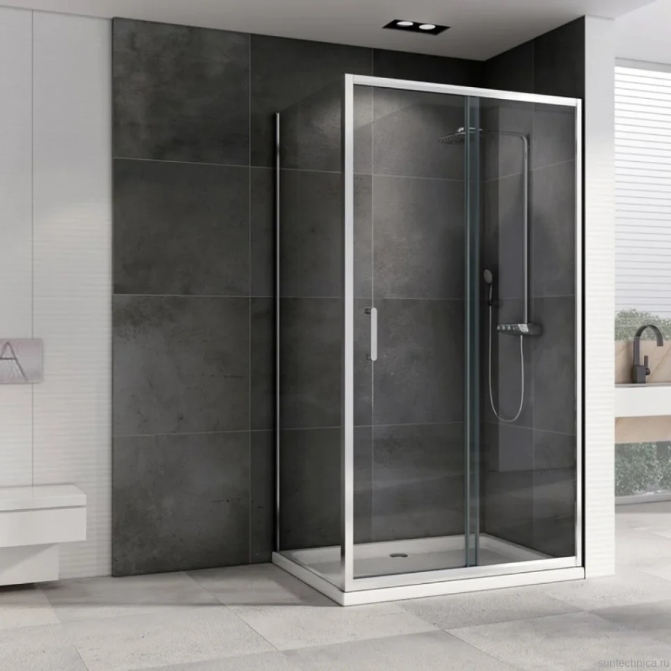 Душевой уголок Abber Schwarzer Diamant AG301005-S505 100x50, профиль хром, стекло прозрачное