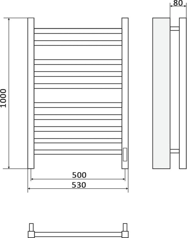 Полотенцесушитель электрический Ника Step 2 100/50, матовый черный RAL9005