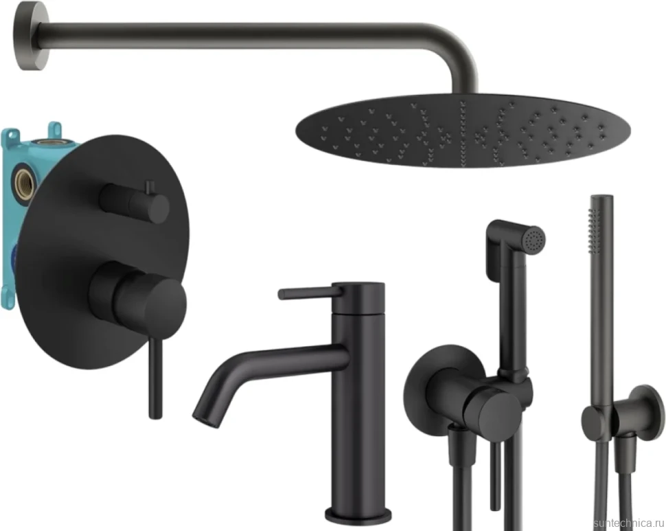Комплект для ванной Plumberia Selection Ixo KITZXO18NO53 С ВНУТРЕННЕЙ ЧАСТЬЮ, черный матовый