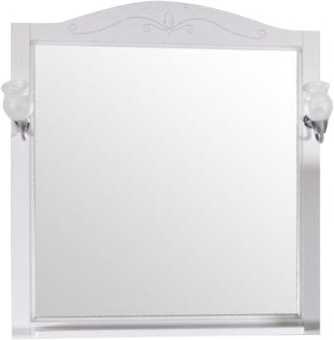 Зеркало ASB-Woodline Салерно 80 белое, патина серебро, с полкой и подсветкой