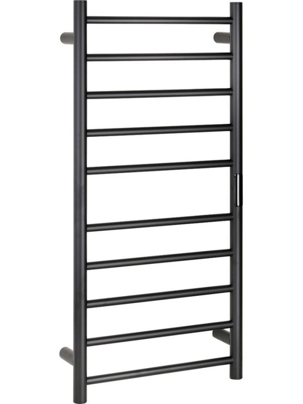 Полотенцесушитель электрический Bemeta 704151040 95x45 см, подключение справа, скрытое подключение справа, матовый черный, лесенка