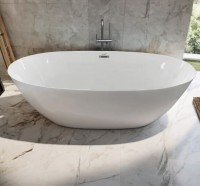 Акриловая ванна Ceruttispa GRETA170 170x80 см, отдельностоящая, белая, овальная, с каркасом, со сливом-переливом, с донным клапаном
