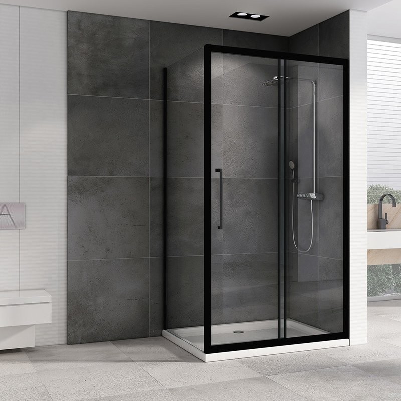 Душевой уголок Abber Schwarzer Diamant AG30100BH-S100B 100x100, профиль черный,  стекло прозрачное