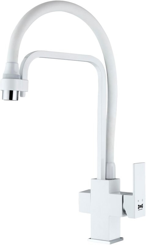 Смеситель для кухни Zorg Sanitary ZR 341-8 YF White с гибким изливом