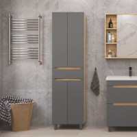 Шкаф-пенал для ванной SanStar Diva 50 графит софт, дуб вотан