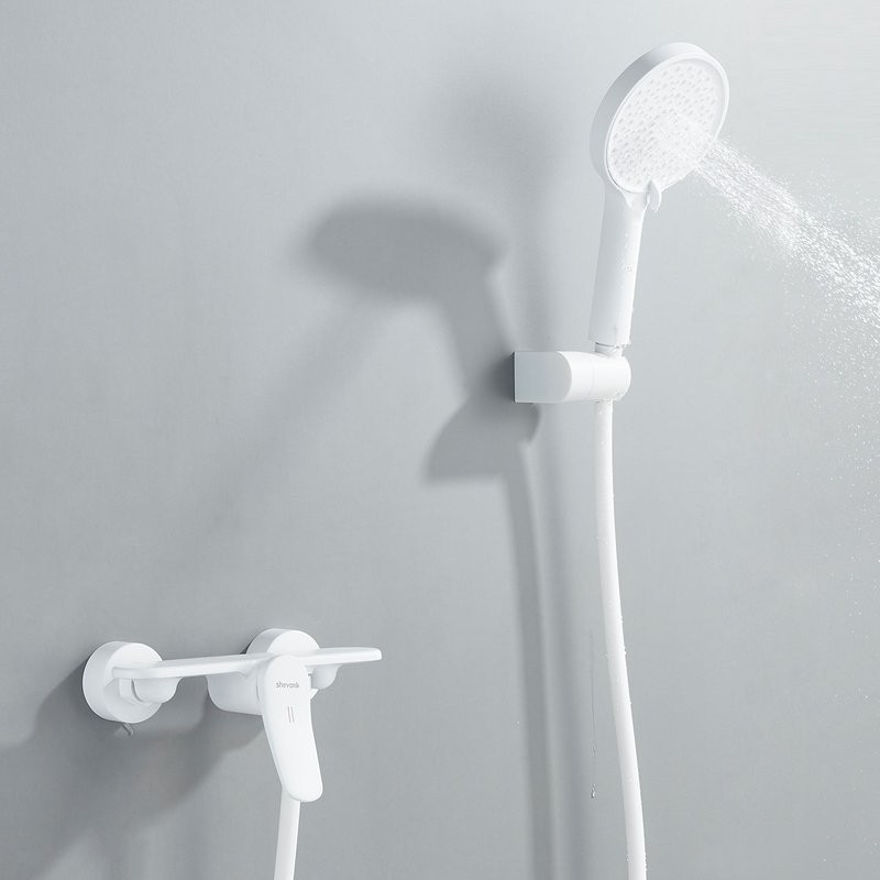 Смеситель для душа с лейкой Shevanik S4716C, белый