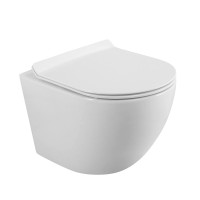 Унитаз подвесной BelBagno Sfera-r BB046CHR BB076SC с микролифтом, безободковый, глянцевый белый