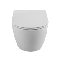 Унитаз подвесной BelBagno Sfera-r BB046CHR BB076SC с микролифтом, безободковый, глянцевый белый