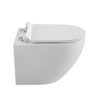 Унитаз подвесной BelBagno Sfera-r BB046CHR BB076SC с микролифтом, безободковый, глянцевый белый