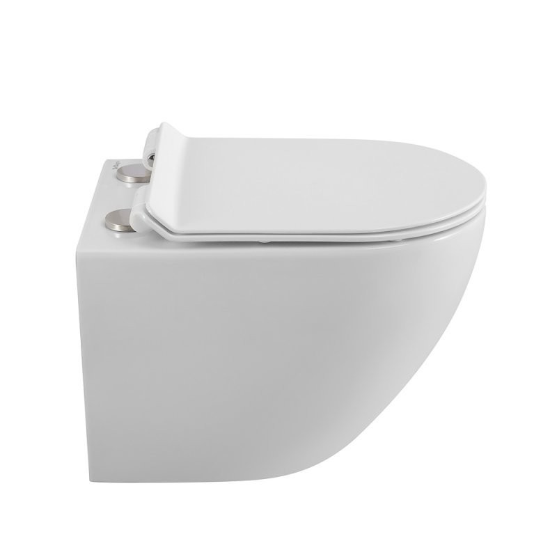 Унитаз подвесной BelBagno Sfera-r BB046CHR BB076SC с микролифтом, безободковый, глянцевый белый