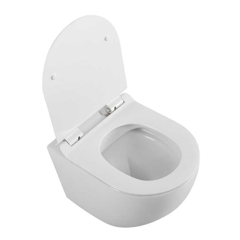 Унитаз подвесной BelBagno Sfera-r BB046CHR BB076SC с микролифтом, безободковый, глянцевый белый