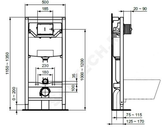 Система инсталляции для унитазов Ideal Standard ProSys 120P R0309AA с кнопкой смыва Oleas P1 R0116AA