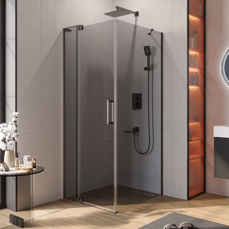 Душевой уголок Cezares Slider AH 1 80-80/90 GRIGIO GM профиль оружейная сталь, стекло серое