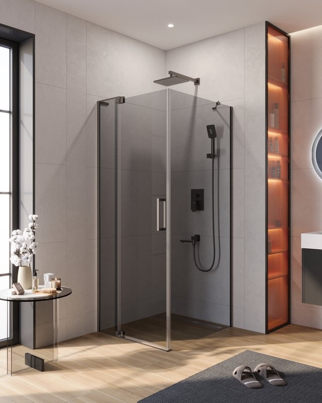 Душевой уголок Cezares Slider AH 1 80-80/90 GRIGIO GM профиль оружейная сталь, стекло серое