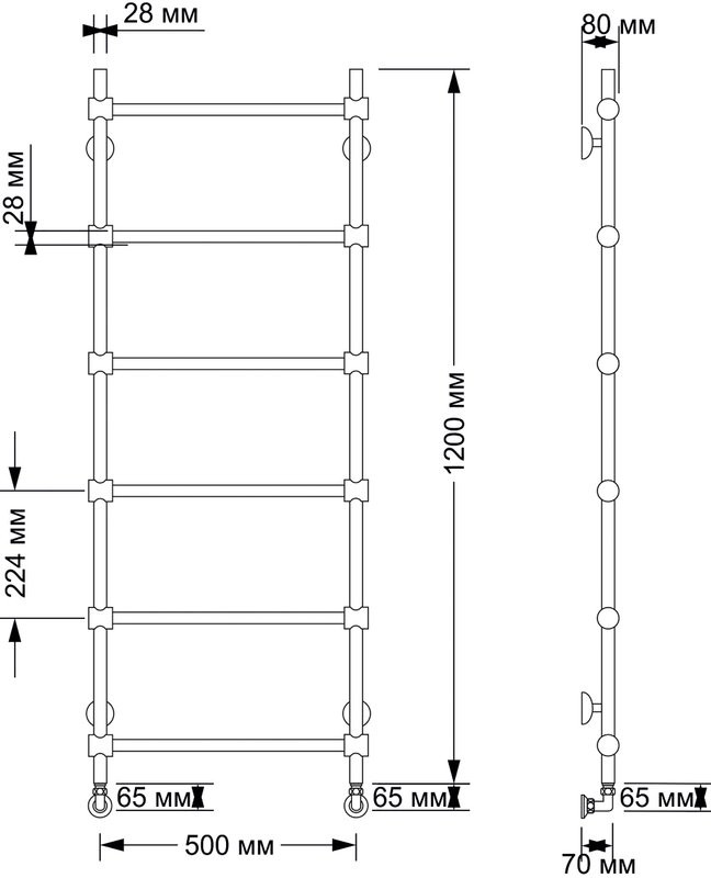 Полотенцесушитель водяной Secado Флоренция 2 125x55 см, бронза, лесенка, латунь