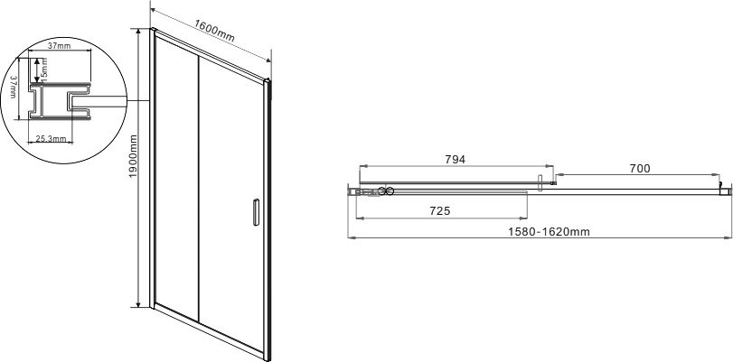 Душевой уголок Vincea Garda VSR-1G8016CL 160x80 см, профиль хром, стекло прозрачное
