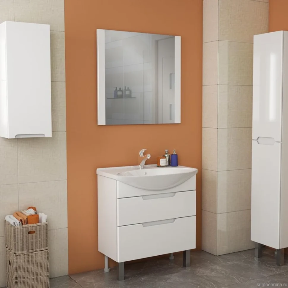 Тумба с раковиной Dreja Laguna Plus 85 подвесная, белый глянец