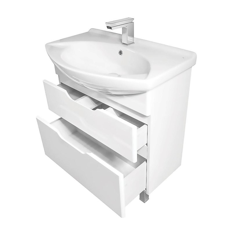 Тумба с раковиной Dreja Laguna Plus 85 подвесная, белый глянец