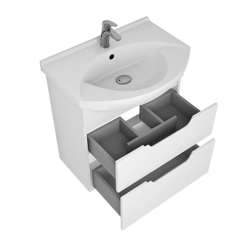 Тумба с раковиной Dreja Laguna Plus 85 подвесная, белый глянец