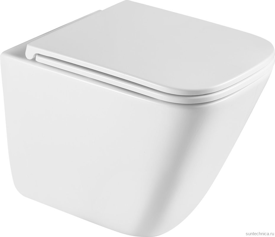 Унитаз подвесной Abber Rechteck AC1219TC безободковый, с микролифтом, с закрытым дном, белый
