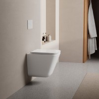 Унитаз подвесной Abber Rechteck AC1219TC безободковый, с микролифтом, с закрытым дном, белый