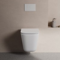 Унитаз подвесной Abber Rechteck AC1219TC безободковый, с микролифтом, с закрытым дном, белый