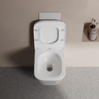 Унитаз подвесной Abber Rechteck AC1219TC безободковый, с микролифтом, с закрытым дном, белый