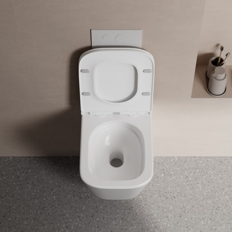 Унитаз подвесной Abber Rechteck AC1219TC безободковый, с микролифтом, с закрытым дном, белый