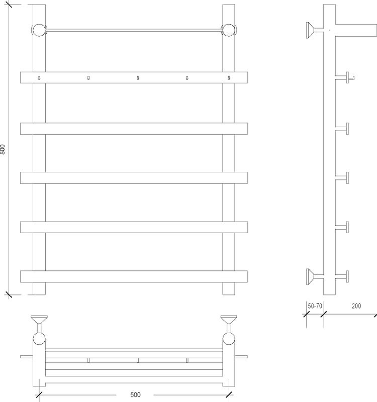 Полотенцесушитель водяной Secado Понтида 1 КСП 80x60 см, хром, лесенка, с полкой