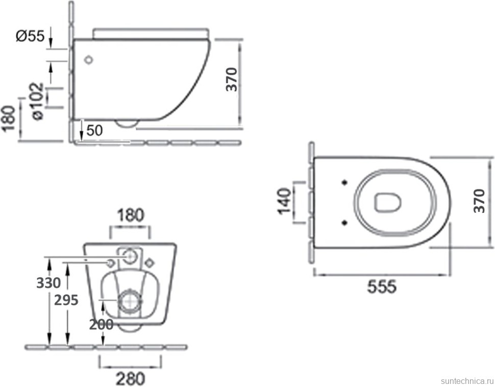Комплект Унитаз подвесной Esbano Garcia ESUPGARCB черный глянец + Инсталляция Fram + Кнопка ESINKRG11MC