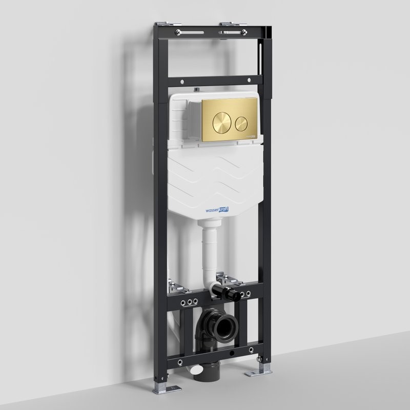 Система инсталляции для унитазов Wasserkraft Alme 15TLT.010.ME.MG02 с кнопкой смыва матовое золото