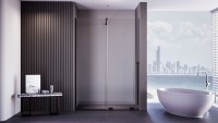 Душевая дверь в нишу Veconi Premium Trento PTDW-50B-150-01-C4 150 см, профиль матовый черный, стекло прозрачное