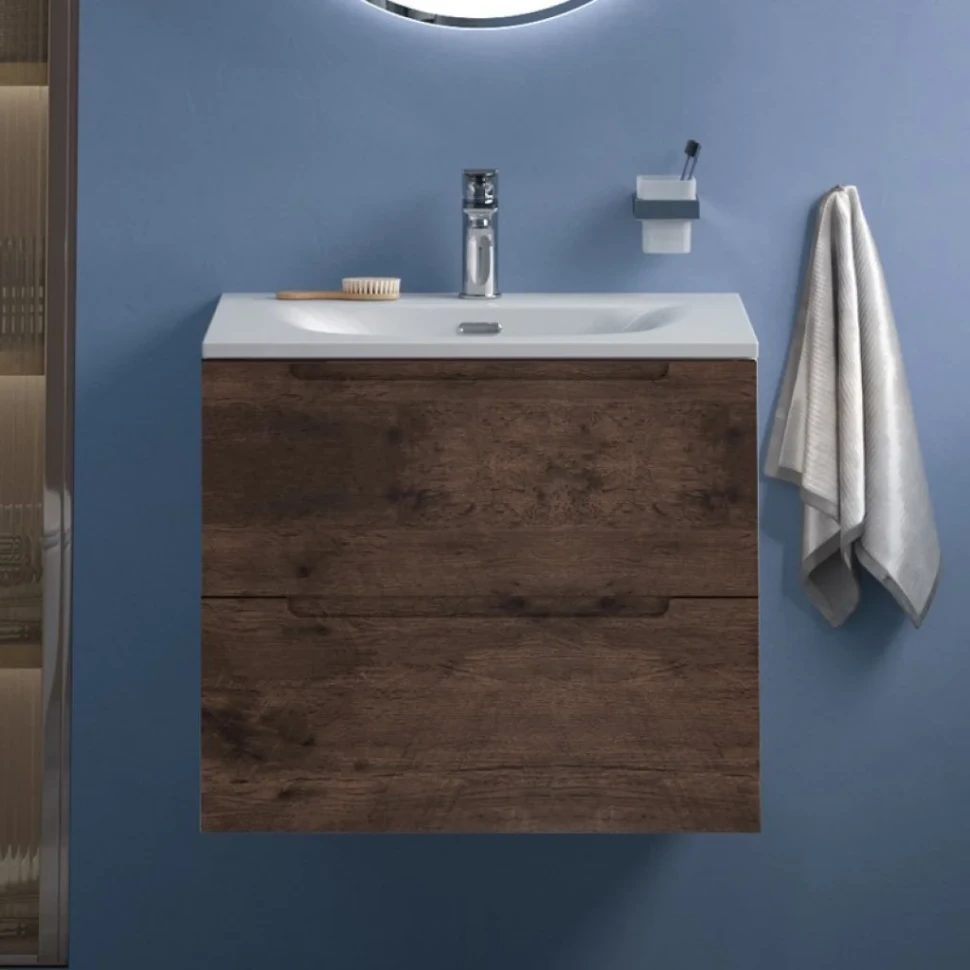 Тумба с раковиной BelBagno Etna 60 rovere moro, раковина BB-8099-60