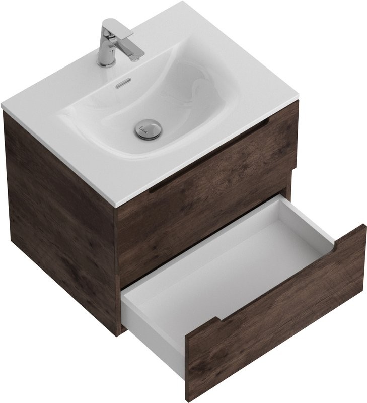 Тумба с раковиной BelBagno Etna 60 rovere moro, раковина BB-8099-60