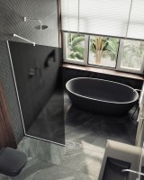 Душевая перегородка Maybahglass MGD-687-1у 119 см, профиль белый, стекло графит матовое