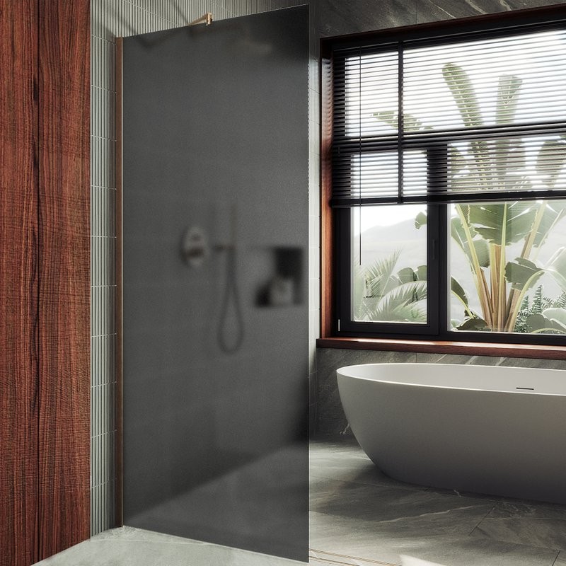 Душевая перегородка Maybahglass MGD-1356-2ш 99 см, профиль бронза, стекло графит матовое