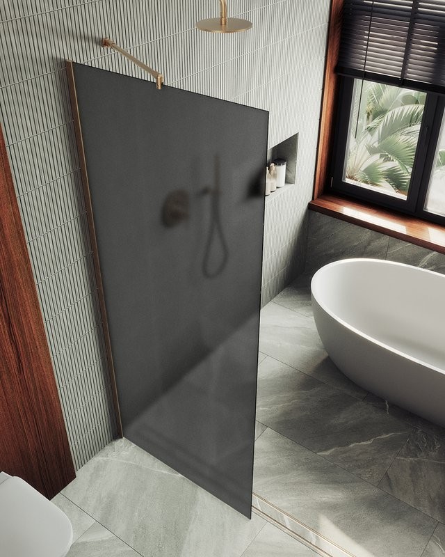 Душевая перегородка Maybahglass MGD-1356-2ш 99 см, профиль бронза, стекло графит матовое