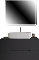 Мебель для ванной комнаты Orange Line 100 подвесная, 2 ящика, матовый графит с раковиной B07-600W